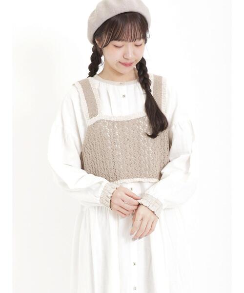 Samansa Mos2（サマンサ モスモス）の「透かし配色トリミング前後2WAYビスチェ（ベスト・レディース・ブルー/モカ/キナリ・F）」の14枚目の写真