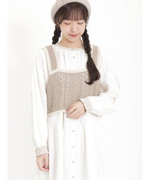 Samansa Mos2（サマンサ モスモス）の「透かし配色トリミング前後2WAYビスチェ（ベスト・レディース・ブルー/モカ/キナリ・F）」の13枚目の写真