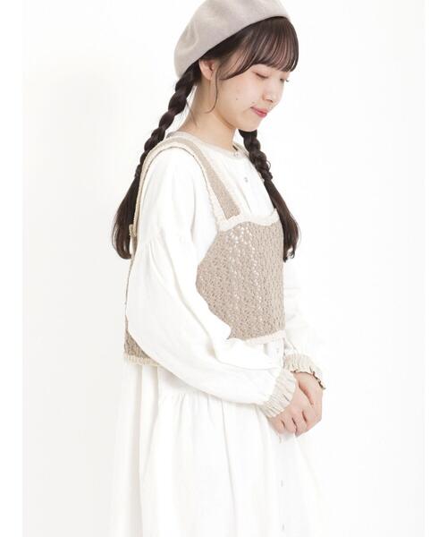 Samansa Mos2（サマンサ モスモス）の「透かし配色トリミング前後2WAYビスチェ（ベスト・レディース・ブルー/モカ/キナリ・F）」の12枚目の写真