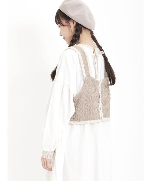 Samansa Mos2（サマンサ モスモス）の「透かし配色トリミング前後2WAYビスチェ（ベスト・レディース・ブルー/モカ/キナリ・F）」の11枚目の写真