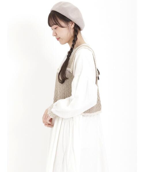 Samansa Mos2（サマンサ モスモス）の「透かし配色トリミング前後2WAYビスチェ（ベスト・レディース・ブルー/モカ/キナリ・F）」の10枚目の写真