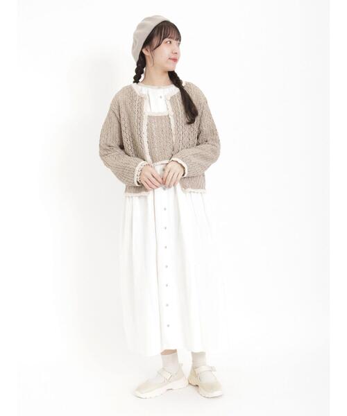 Samansa Mos2（サマンサ モスモス）の「透かし配色トリミング前後2WAYビスチェ（ベスト・レディース・ブルー/モカ/キナリ・F）」の5枚目の写真