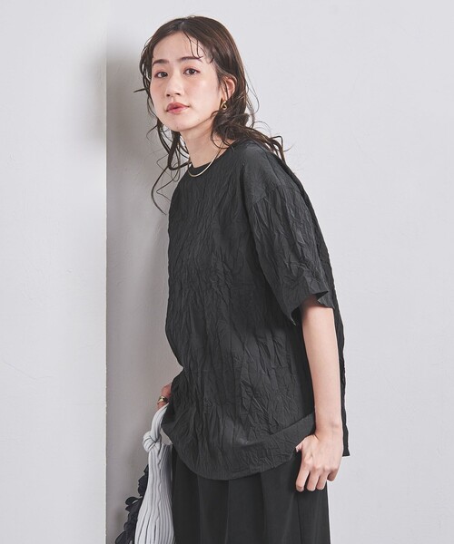 UNITED ARROWS フリル付きブラックTシャツ 新品UNITED ARROWS フリル付きブラックTシャツ 定価16500円