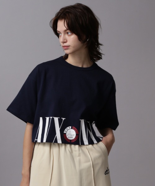 AVIREX（アヴィレックス）の「HEM LOGO PRINT T-SHIRT/ヘムロゴプリントTシャツ（Tシャツ/カットソー・レディース・ネイビー/ホワイト/ターコイズブルー・FREE）」の3枚目の写真
