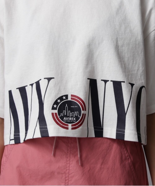 AVIREX（アヴィレックス）の「HEM LOGO PRINT T-SHIRT/ヘムロゴプリントTシャツ（Tシャツ/カットソー・レディース・ネイビー/ホワイト/ターコイズブルー・FREE）」の10枚目の写真