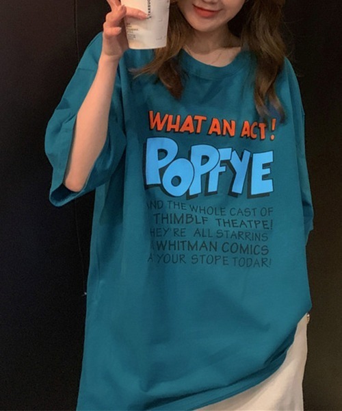 Miniministore(ミニミニストア)の「ロゴTシャツ レディース半袖ゆるtシャツ(Tシャツ/カットソー・レディース・チャコールグレー/ホワイト/ブルーグリーン・FREE)」の3枚目の写真