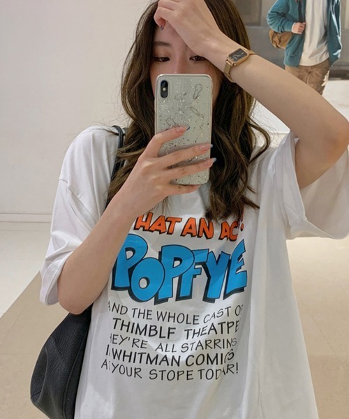 Miniministore(ミニミニストア)の「ロゴTシャツ レディース半袖ゆるtシャツ(Tシャツ/カットソー・レディース・チャコールグレー/ホワイト/ブルーグリーン・FREE)」の8枚目の写真