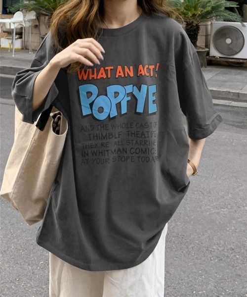 Miniministore(ミニミニストア)の「ロゴTシャツ レディース半袖ゆるtシャツ(Tシャツ/カットソー・レディース・チャコールグレー/ホワイト/ブルーグリーン・FREE)」の10枚目の写真