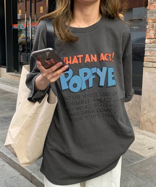 Miniministore(ミニミニストア)の「ロゴTシャツ レディース半袖ゆるtシャツ(Tシャツ/カットソー・レディース・チャコールグレー/ホワイト/ブルーグリーン・FREE)」の11枚目の写真