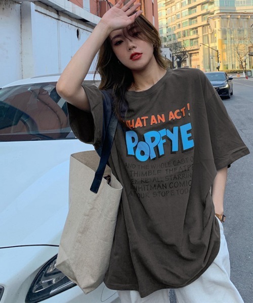 Miniministore(ミニミニストア)の「ロゴTシャツ レディース半袖ゆるtシャツ(Tシャツ/カットソー・レディース・チャコールグレー/ホワイト/ブルーグリーン・FREE)」の12枚目の写真