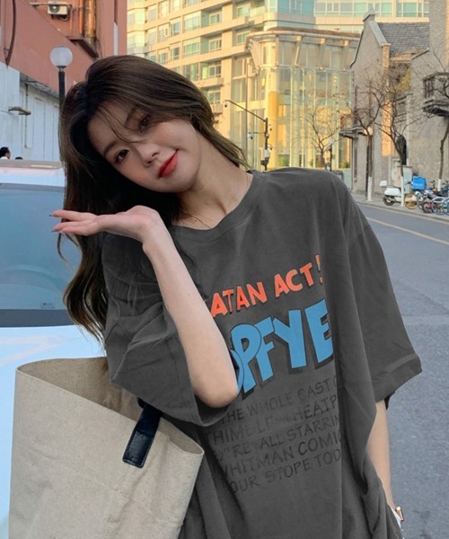 Miniministore(ミニミニストア)の「ロゴTシャツ レディース半袖ゆるtシャツ(Tシャツ/カットソー・レディース・チャコールグレー/ホワイト/ブルーグリーン・FREE)」の13枚目の写真