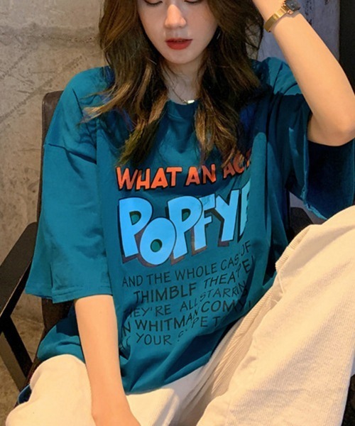 Miniministore(ミニミニストア)の「ロゴTシャツ レディース半袖ゆるtシャツ(Tシャツ/カットソー・レディース・チャコールグレー/ホワイト/ブルーグリーン・FREE)」の14枚目の写真