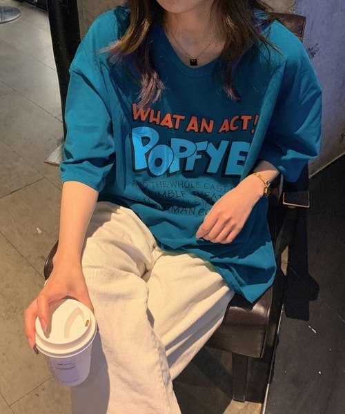 Miniministore(ミニミニストア)の「ロゴTシャツ レディース半袖ゆるtシャツ(Tシャツ/カットソー・レディース・チャコールグレー/ホワイト/ブルーグリーン・FREE)」の15枚目の写真