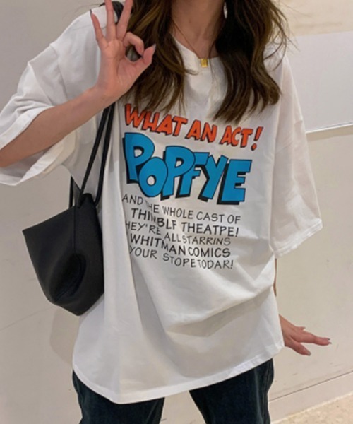 Miniministore(ミニミニストア)の「ロゴTシャツ レディース半袖ゆるtシャツ(Tシャツ/カットソー・レディース・チャコールグレー/ホワイト/ブルーグリーン・FREE)」の4枚目の写真