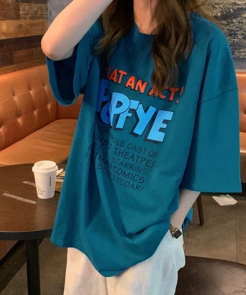 Miniministore(ミニミニストア)の「ロゴTシャツ レディース半袖ゆるtシャツ(Tシャツ/カットソー・レディース・チャコールグレー/ホワイト/ブルーグリーン・FREE)」の6枚目の写真