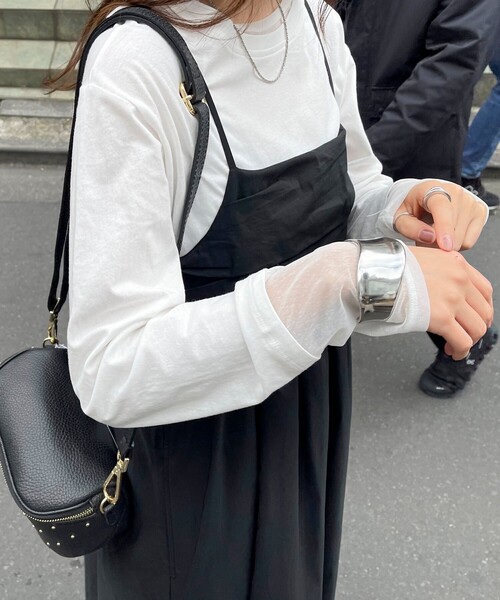 fredy emue（フレディエミュ）の「シアーレイヤードロンT（Tシャツ/カットソー・レディース・チャコールグレー/サックスブルー/オフホワイト・38）」の2枚目の写真