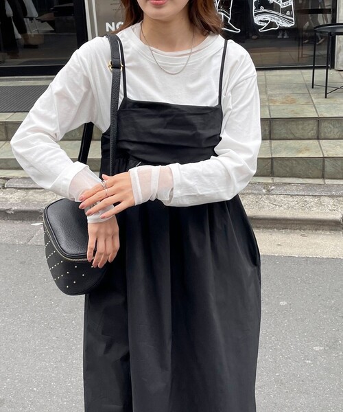 fredy emue（フレディエミュ）の「シアーレイヤードロンT（Tシャツ/カットソー・レディース・チャコールグレー/サックスブルー/オフホワイト・38）」の7枚目の写真