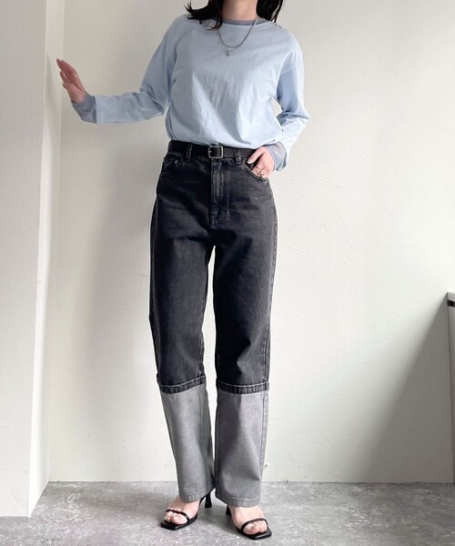 fredy emue（フレディエミュ）の「シアーレイヤードロンT（Tシャツ/カットソー・レディース・チャコールグレー/サックスブルー/オフホワイト・38）」の10枚目の写真