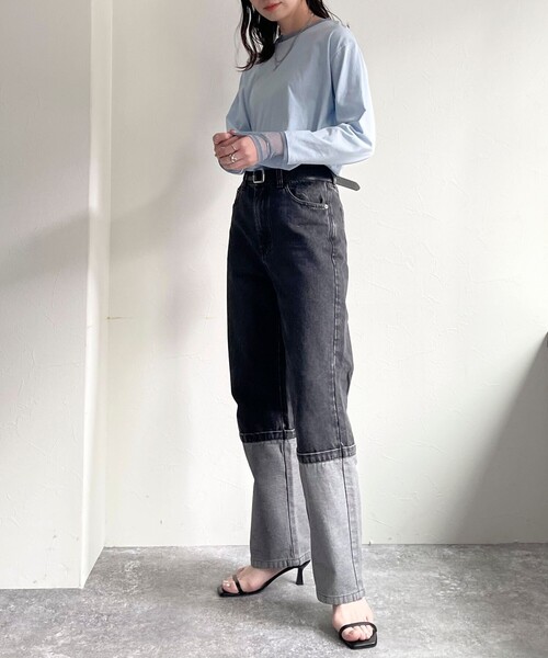 fredy emue（フレディエミュ）の「シアーレイヤードロンT（Tシャツ/カットソー・レディース・チャコールグレー/サックスブルー/オフホワイト・38）」の11枚目の写真