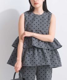 PICCIN PERLA | フロッキードットティアードノースリーブブラウス(シャツ/ブラウス)