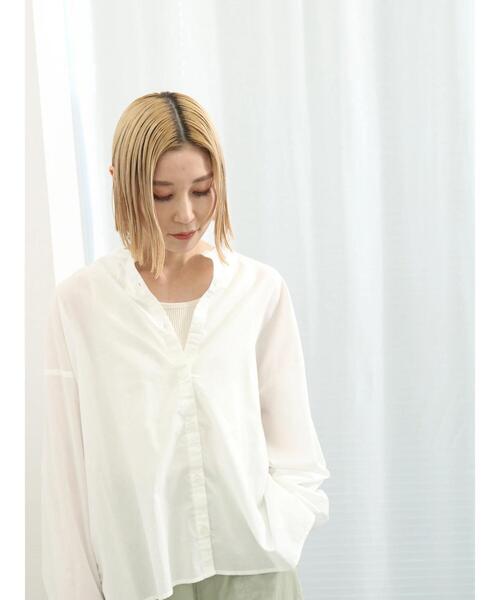 Samansa Mos2 blue（サマンサモスモスブルー）の「【軽やかコットン】後タックワイドブラウス（シャツ/ブラウス・レディース・サックスブルー/ブラック/オフホワイト・F）」の8枚目の写真