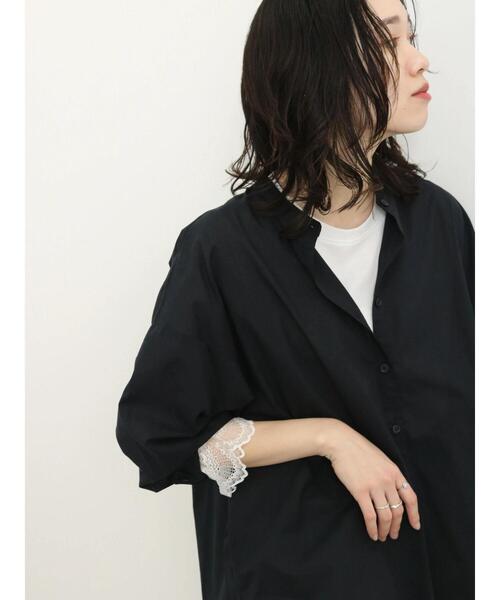 Samansa Mos2 blue（サマンサモスモスブルー）の「【軽やかコットン】後タックワイドブラウス（シャツ/ブラウス・レディース・サックスブルー/ブラック/オフホワイト・F）」の12枚目の写真