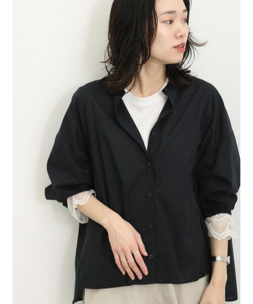 Samansa Mos2 blue（サマンサモスモスブルー）の「【軽やかコットン】後タックワイドブラウス（シャツ/ブラウス・レディース・サックスブルー/ブラック/オフホワイト・F）」の13枚目の写真