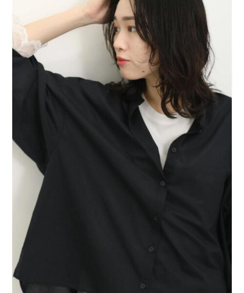 Samansa Mos2 blue（サマンサモスモスブルー）の「【軽やかコットン】後タックワイドブラウス（シャツ/ブラウス・レディース・サックスブルー/ブラック/オフホワイト・F）」の14枚目の写真