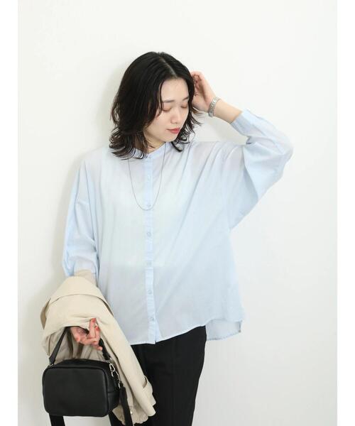 Samansa Mos2 blue（サマンサモスモスブルー）の「【軽やかコットン】後タックワイドブラウス（シャツ/ブラウス・レディース・サックスブルー/ブラック/オフホワイト・F）」の20枚目の写真