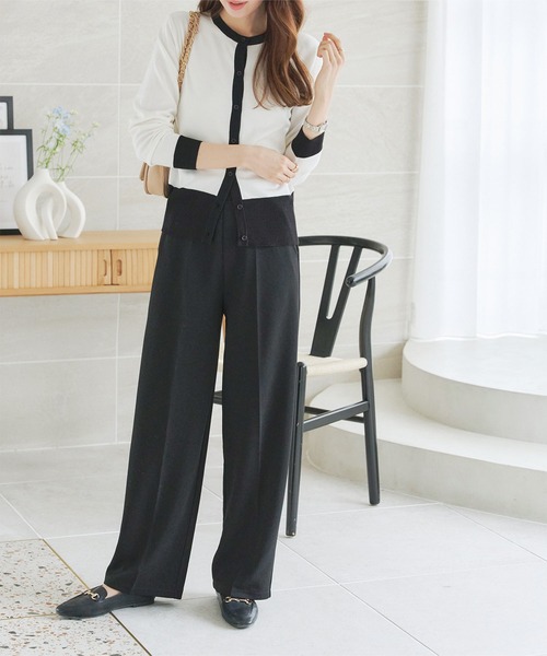 KOBE LETTUCE（コウベレタス）の「低身長/高身長向けサイズあり イージーケアセンタープレス美脚ジャージーワイドパンツ（その他パンツ・レディース・ホワイト/ブラック/グレー/ピンク/ライトグリーン/ベージュ/カーキ/ブラウン系/ブラウン/アイボリー系/ネイビー・M/L/PM/PL/TM/TL）」の14枚目の写真