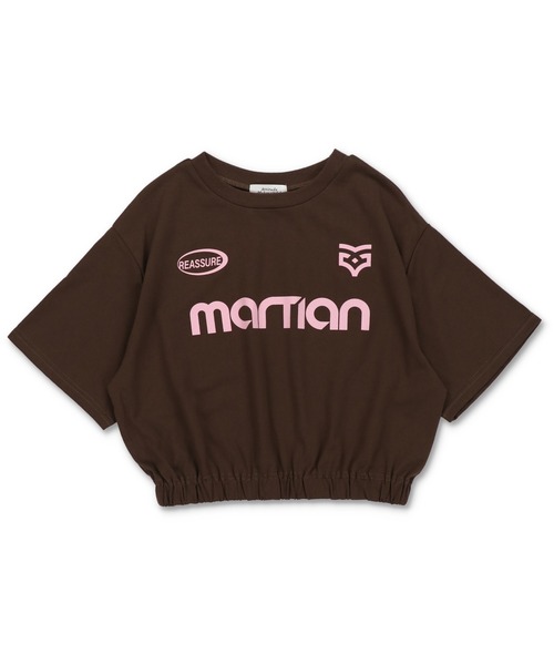 SPINNS（スピンズ）の「≪再入荷!!≫MARTIANロゴ 半袖ショート丈シャーリングTシャツ ゲームシャツ（Tシャツ/カットソー・レディース・ブラック/オフホワイト/ネイビー/オートミール/ブラウン・ONESIZE）」の3枚目の写真