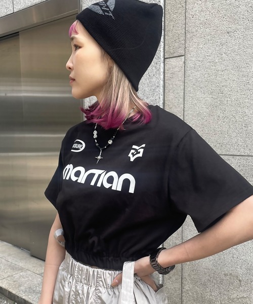 SPINNS（スピンズ）の「≪再入荷!!≫MARTIANロゴ 半袖ショート丈シャーリングTシャツ ゲームシャツ（Tシャツ/カットソー・レディース・ブラック/オフホワイト/ネイビー/オートミール/ブラウン・ONESIZE）」の20枚目の写真