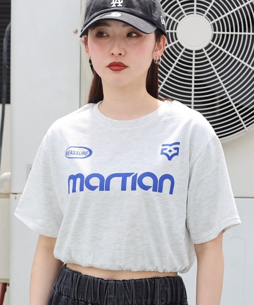 SPINNS（スピンズ）の「≪再入荷!!≫MARTIANロゴ 半袖ショート丈シャーリングTシャツ ゲームシャツ（Tシャツ/カットソー・レディース・ブラック/オフホワイト/ネイビー/オートミール/ブラウン・ONESIZE）」の9枚目の写真