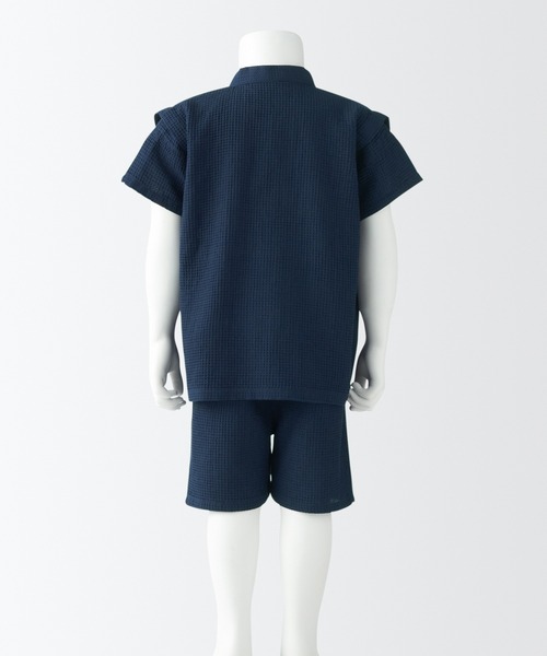 無印良品（ムジルシリョウヒン）の「ベビー　リヨセル混　ワッフル織　甚平（ルームウェア/パジャマ・キッズ・ネイビー・100-110/80-90）」の4枚目の写真