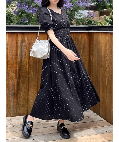 MIIA（ミーア）の「パフスリーブ半袖マキシワンピース（ワンピース