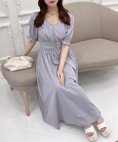 MIIA(ミーア)の「パフスリーブ半袖マキシワンピース(ワンピース・レディース・チェック/ドット/ホワイト系その他2/ブラック系その他/ブルー/ブラック/ブルー系その他/ブルー系その他2/ブラック系その他2/オフホワイト・FREE)」の20枚目の写真