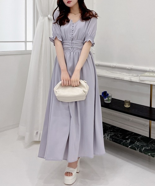 MIIA(ミーア)の「パフスリーブ半袖マキシワンピース(ワンピース・レディース・チェック/ドット/ホワイト系その他2/ブラック系その他/ブルー/ブラック/ブルー系その他/ブルー系その他2/ブラック系その他2/オフホワイト・FREE)」の12枚目の写真