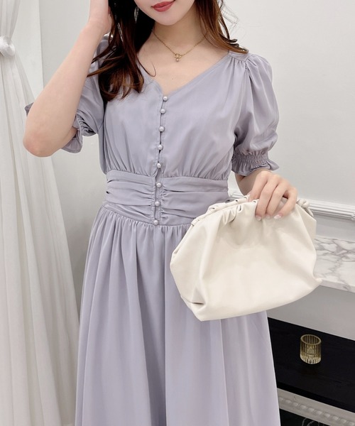 MIIA(ミーア)の「パフスリーブ半袖マキシワンピース(ワンピース・レディース・チェック/ドット/ホワイト系その他2/ブラック系その他/ブルー/ブラック/ブルー系その他/ブルー系その他2/ブラック系その他2/オフホワイト・FREE)」の14枚目の写真