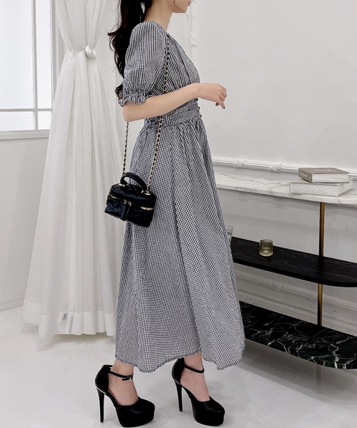 MIIA（ミーア）の「パフスリーブ半袖マキシワンピース（ワンピース