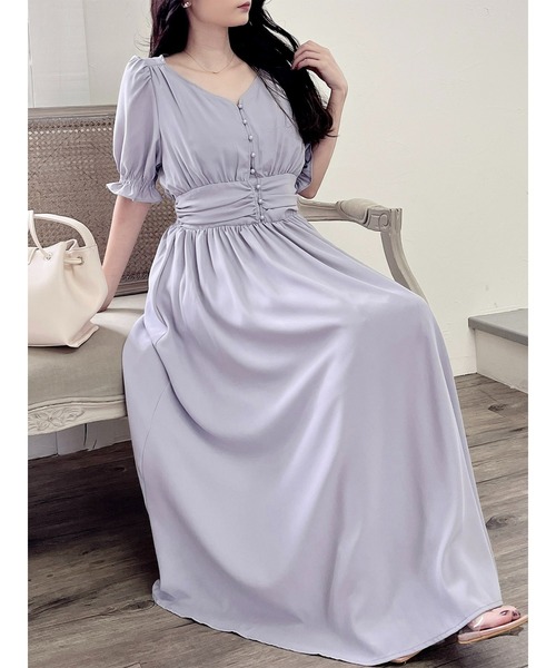 MIIA(ミーア)の「パフスリーブ半袖マキシワンピース(ワンピース・レディース・チェック/ドット/ホワイト系その他2/ブラック系その他/ブルー/ブラック/ブルー系その他/ブルー系その他2/ブラック系その他2/オフホワイト・FREE)」の16枚目の写真