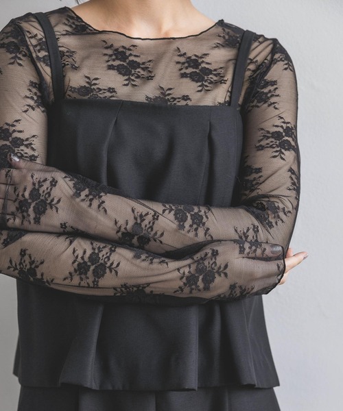 A part by（アパートバイ）の「シアーレースプルオーバー_長袖/（Tシャツ/カットソー・レディース・ブラック/オフホワイト/ブルー系その他4・FREE）」の17枚目の写真