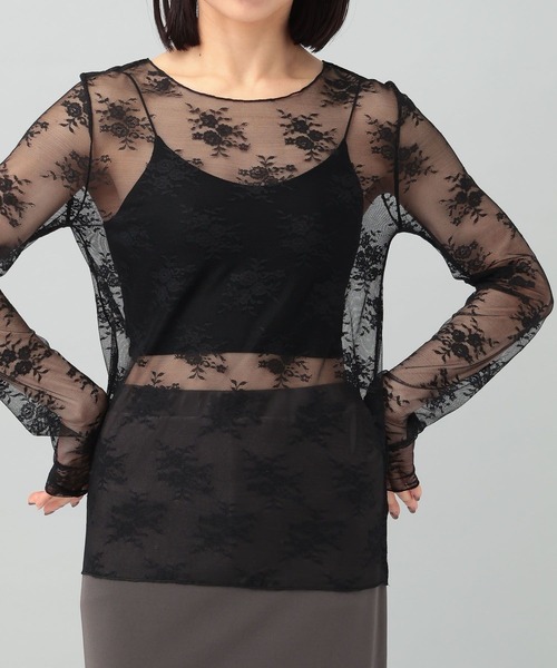 A part by（アパートバイ）の「シアーレースプルオーバー_長袖/（Tシャツ/カットソー・レディース・ブラック/オフホワイト/ブルー系その他4・FREE）」の19枚目の写真