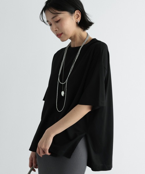 BARNYARDSTORM（バンヤードストーム）の「BARNYARDSTORM / 【UVカット＋接触冷感】UVシンプルT / マシンウォッシャブル（Tシャツ/カットソー・レディース・ブラック/ホワイト/ベージュ/チャコール・S/M）」の14枚目の写真