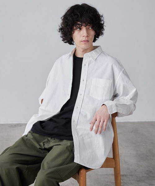 coen(コーエン)の「リネンミックスシャツ(シャツ/ブラウス・メンズ・ホワイト/ダークグレー/ロイヤルブルー・S/M/L/XL)」の4枚目の写真