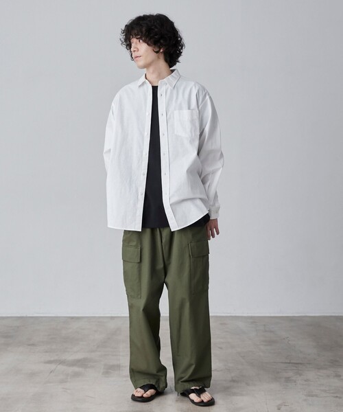 coen(コーエン)の「リネンミックスシャツ(シャツ/ブラウス・メンズ・ホワイト/ダークグレー/ロイヤルブルー・S/M/L/XL)」の5枚目の写真