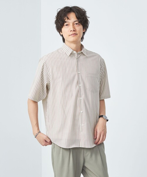 green label relaxing(グリーンレーベルリラクシング)の「TW ウォッシャブルトロ ジャストルーズ ストライプ シャツ -ストレッチ・防シワ-(シャツ/ブラウス・メンズ・その他6/その他4/その他5・M/S/L/XL)」の2枚目の写真