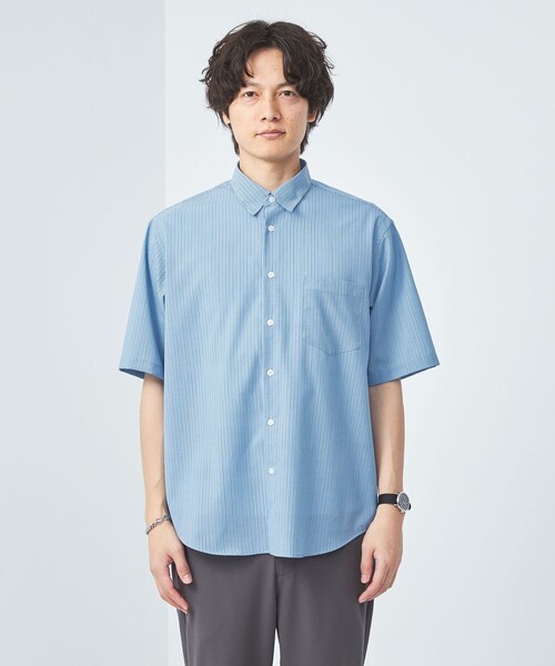 green label relaxing(グリーンレーベルリラクシング)の「TW ウォッシャブルトロ ジャストルーズ ストライプ シャツ -ストレッチ・防シワ-(シャツ/ブラウス・メンズ・その他6/その他4/その他5・M/S/L/XL)」の6枚目の写真