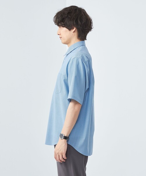 green label relaxing(グリーンレーベルリラクシング)の「TW ウォッシャブルトロ ジャストルーズ ストライプ シャツ -ストレッチ・防シワ-(シャツ/ブラウス・メンズ・その他6/その他4/その他5・M/S/L/XL)」の7枚目の写真