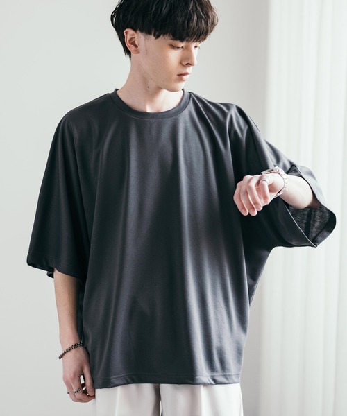 Rocky Monroe（ロッキーモンロー）の「オーバーサイズ接触冷感ポンチドルマンTシャツ（Tシャツ/カットソー・メンズ・ホワイト/ネイビー/チャコール/グレー/ブラック・XL/L/M）」の22枚目の写真