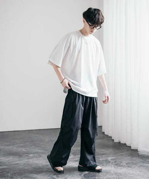 Rocky Monroe（ロッキーモンロー）の「オーバーサイズ接触冷感ポンチドルマンTシャツ（Tシャツ/カットソー・メンズ・ホワイト/ネイビー/チャコール/グレー/ブラック・XL/L/M）」の8枚目の写真